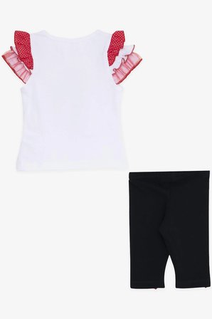 Breeze Kız Bebek Tayt Takım Kız Baskılı Bandanalı 6 Ay-2 Yaş, Beyaz