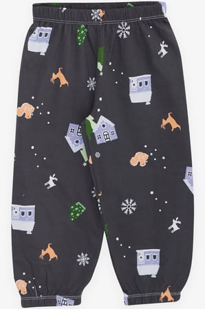 Breeze Kız Bebek Pijama Takımı Yılbaşı Temalı 9 Ay-3 Yaş, Antrasit