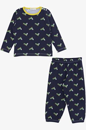 BREEZE GİRLS & BOYS Erkek Bebek Pijama Takımı Paten Desenli 9 Ay-3 Yaş, Lacivert