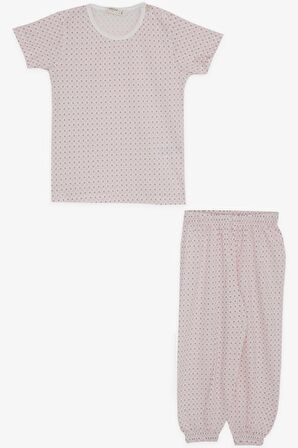 BREEZE Kız Bebek Kısa Kollu Pijama Takımı Desenli 9 Ay-3 Yaş, Pembe