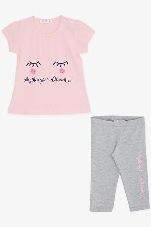 Breeze Kız Çocuk Kapri Taytlı Takım Rüya Temalı 1-4 Yaş, Pembe