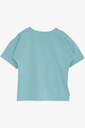 Breeze Kız Çocuk Tişört Havalı Rockçı Kız Baskılı 9-16 Yaş, Mint Yeşili