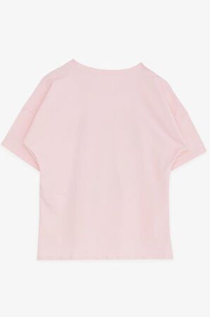 BREEZE Kız Çocuk Tişört Havalı Rockçı Kız Baskılı 9-16 Yaş, Pembe