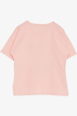 BREEZE Kız Çocuk Tişört Havalı Rockçı Kız Baskılı 9-16 Yaş, Somon