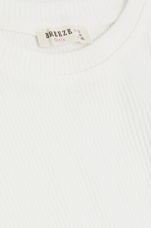 BREEZE Kız Çocuk Crop Tişört Çapraz Detaylı 9-14 Yaş, Ekru