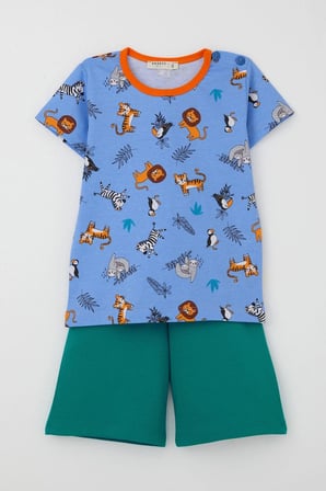 Breeze Girls & Boys Erkek Bebek Pijama Takımı Hayvanlar Alemi Temalı 9 Ay-3 Yaş, Mavi
