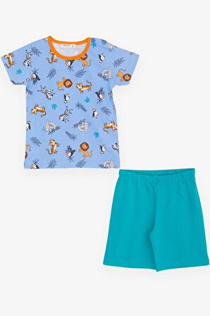 BREEZE GİRLS & BOYS Erkek Bebek Pijama Takımı Hayvanlar Alemi Temalı 9 Ay-3 Yaş, Mavi