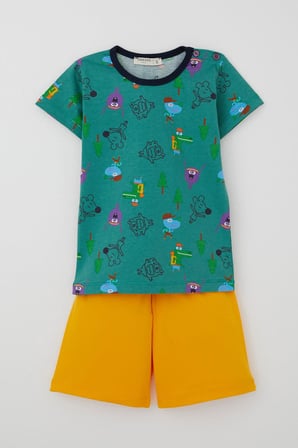 Breeze Erkek Bebek Pijama Takımı Neşeli Hayvanlar Alemi Dostluk Temalı 9 Ay-3 Yaş, Yeşil