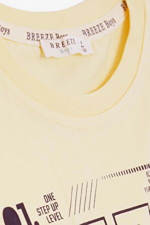 BREEZE GİRLS & BOYS Erkek Çocuk Tişört Yazı Baskılı 8-14 Yaş, Sarı