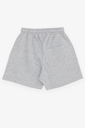 Breeze Girls & Boys Erkek Çocuk Şort Yazı Baskılı Bağcıklı Cepli 3-7 Yaş, Açık Gri Melanj