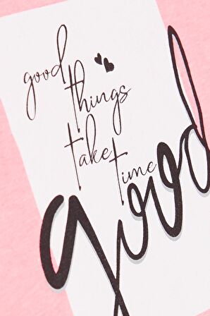 BREEZE Kız Çocuk Crop Tişört Yazı Baskılı Yanları Yırtmaçlı 9-14 Yaş, Neon Pembe