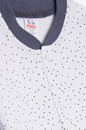 BREEZE Erkek Bebek Tulum Puantiye Desenli 0-3 Ay-6 Ay, Beyaz