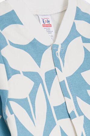 BREEZE Erkek Bebek Tulum Yaprak Desenli 0-3 Ay-6 Ay, Mavi