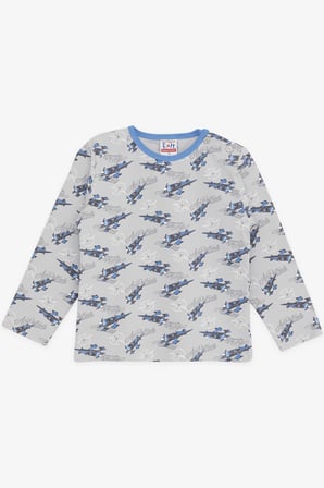 Breeze Girls & Boys Erkek Bebek Pijama Takımı Uçak Desenli 9 Ay-3 Yaş, Gri