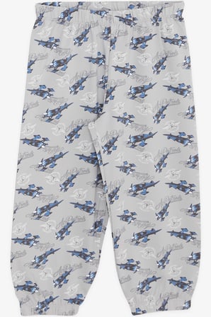 Breeze Girls & Boys Erkek Bebek Pijama Takımı Uçak Desenli 9 Ay-3 Yaş, Gri