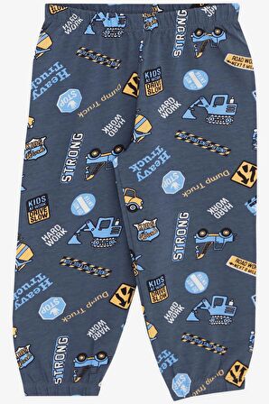 BREEZE GİRLS & BOYS Erkek Bebek Pijama Takımı İş Makinası Temalı 9 Ay-3 Yaş, Füme