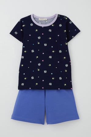 Breeze Kız Bebek Şortlu Pijama Takımı Taç Desenli 9 Ay-3 Yaş, Lacivert