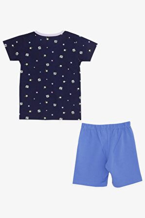 BREEZE Kız Bebek Şortlu Pijama Takımı Taç Desenli 9 Ay-3 Yaş, Lacivert