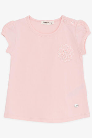 Breeze Kız Bebek Tişört Çiçek Nakışlı 9 Ay-3 Yaş, Pembe