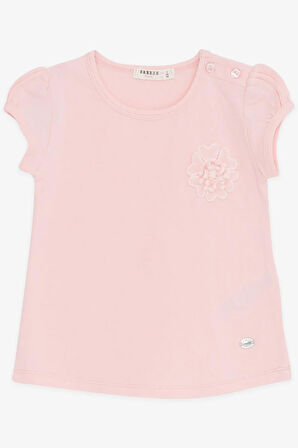 Breeze Kız Bebek Tişört Çiçek Nakışlı 9 Ay-3 Yaş, Pembe