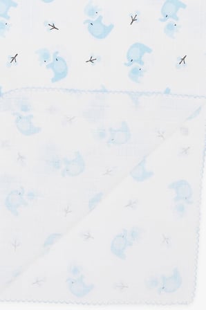 Breeze Yenidoğan Bebek Müslin Batttaniye Sevimli Anne Bebek Fil Desenli Beyaz