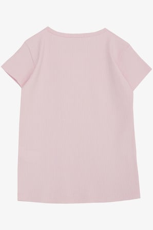 Breeze Kız Çocuk Tişört Güpürlü Fitilli 4-8 Yaş, Pembe