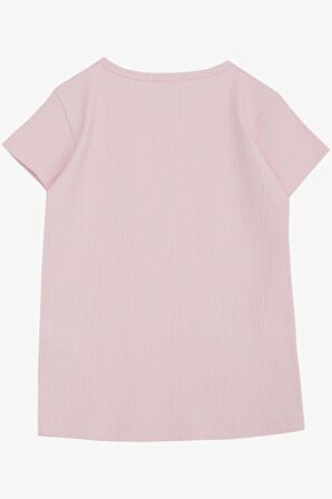 Breeze Kız Çocuk Tişört Güpürlü Fitilli 4-8 Yaş, Pembe