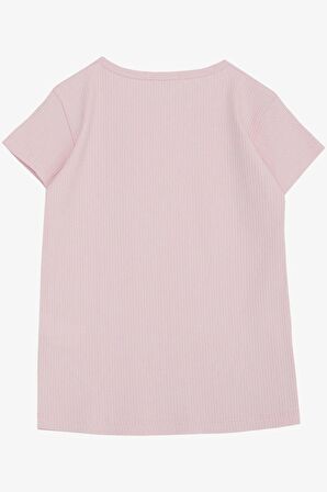 Breeze Kız Çocuk Tişört Güpürlü Fitilli 4-8 Yaş, Pembe