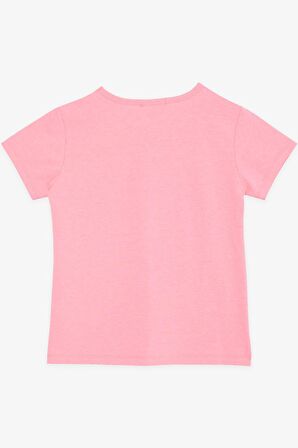 BREEZE Kız Çocuk Tişört Taşlı Yazı Baskılı 8-14 Yaş, Neon Pembe