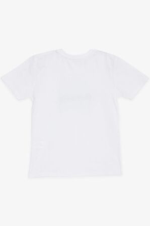 BREEZE GİRLS & BOYS Erkek Çocuk Tişört Renkli Yazı Baskılı 8-14 Yaş, Beyaz