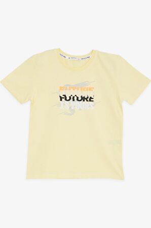 BREEZE GİRLS & BOYS Erkek Çocuk Tişört Renkli Yazı Baskılı 8-14 Yaş, Sarı