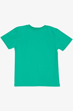 BREEZE GİRLS & BOYS Erkek Çocuk Tişört Renkli Yazı Baskılı 8-14 Yaş, Yeşil