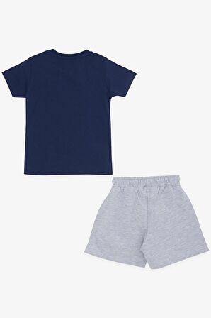 BREEZE GİRLS & BOYS Erkek Çocuk Şortlu Takım Fotoğrafçı Aslancık Baskılı 1-4 Yaş, Lacivert