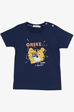 BREEZE GİRLS & BOYS Erkek Çocuk Şortlu Takım Fotoğrafçı Aslancık Baskılı 1-4 Yaş, Lacivert