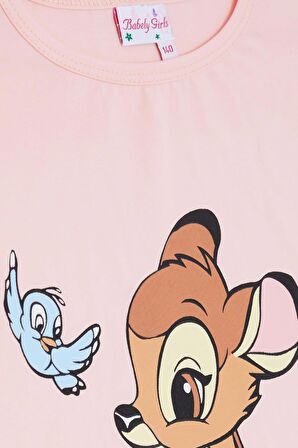 BREEZE Kız Çocuk Crop Tişört Dostluk Temalı 10-16 Yaş, Somon