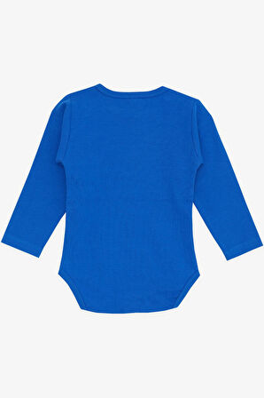 Breeze Erkek Bebek Çıtçıtlı Zıbın Body Erkek Bebek Baskılı 9 Ay-3 Yaş, Saks Mavisi