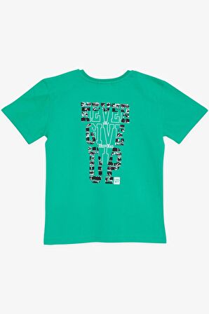 BREEZE GİRLS & BOYS Erkek Çocuk Tişört Yazı Baskılı 8-14 Yaş, Yeşil