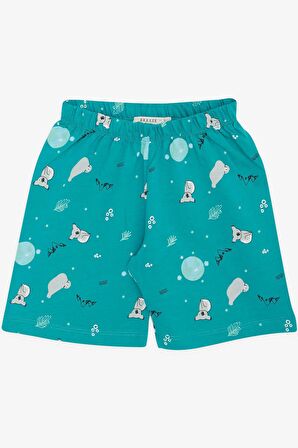 BREEZE GİRLS & BOYS Erkek Bebek Şortlu Pijama Takımı Kuala Desenli 9 Ay-3 Yaş, Petrol Yeşili