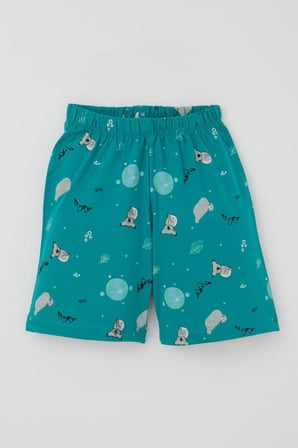 Breeze Girls & Boys Erkek Bebek Şortlu Pijama Takımı Kuala Desenli 9 Ay-3 Yaş, Petrol Yeşili