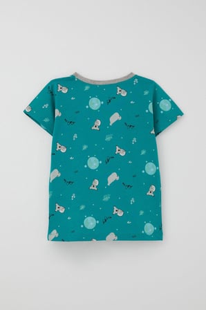 Breeze Girls & Boys Erkek Bebek Şortlu Pijama Takımı Kuala Desenli 9 Ay-3 Yaş, Petrol Yeşili