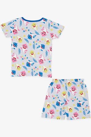 Breeze Kız Bebek Pijama Takımı Renkli Köpekbalığı Desenli 9 Ay-3 Yaş, Açık Gri Melanj