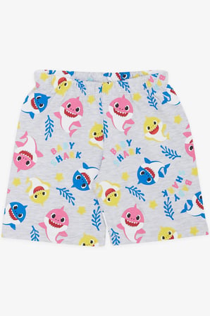 Breeze Kız Bebek Pijama Takımı Renkli Köpekbalığı Desenli 9 Ay-3 Yaş, Açık Gri Melanj