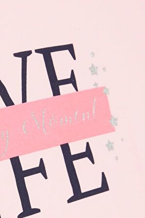 BREEZE Kız Çocuk Crop Tişört Kolları Düğme Aksesuarlı Simli Yazı Baskılı 9-16 Yaş, Pembe