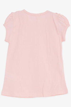 Breeze Kız Çocuk Tişört Fırfırlı Güpür Nakışlı 3-8 Yaş, Pembe