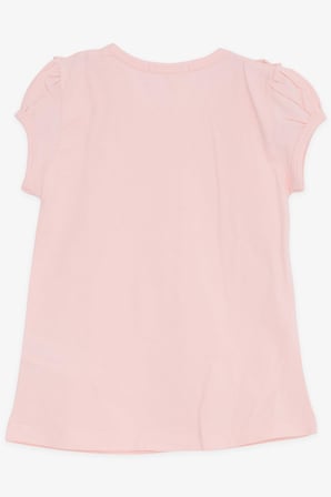 Breeze Kız Çocuk Tişört Fırfırlı Güpür Nakışlı 3-8 Yaş, Pembe