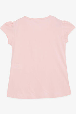 Breeze Kız Çocuk Tişört Kalp Çiçek Nakışlı 4-8 Yaş, Pembe