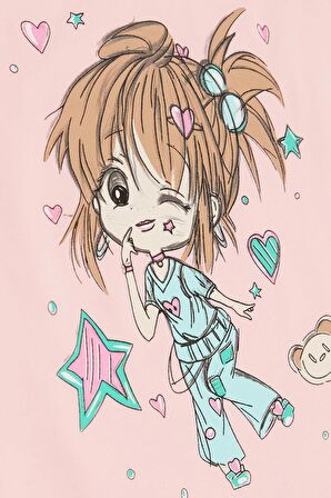 BREEZE Kız Çocuk Tişört Çılgın Kız Baskılı Kolları Nakış Güpürlü 1.5-5 Yaş, Pembe