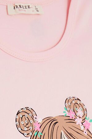 BREEZE Kız Çocuk Tişört Havalı Kız Baskılı 2-6 Yaş, Pembe