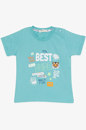 Breeze Girls & Boys Erkek Çocuk Şortlu Takım Kaplan Baskılı 1-4 Yaş, Mint Yeşili