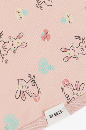 Breeze Girls & Boys Yenidoğan Bebek Battaniyesi Bahar Temalı Tavşancık Desenli Somon